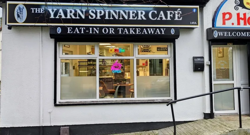 The Yarn Spinner Café storefront on Melmount Road